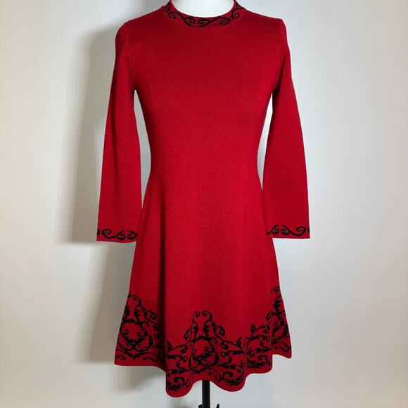 NWT JH Jessica Howard Red 3/4 Sleeve Knit Sweater Dress Holiday Womens Size XL - Picture 1 of 12